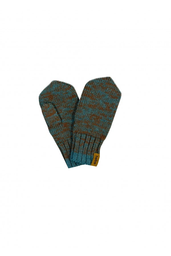 Mittens green/brown merino wool FW24246