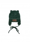 Hat with ears green merino wool FW22425