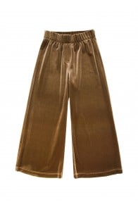 Pants wide golden brown festive velvet, women