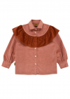 Blouse dusty pink corduroy with frill FW24135