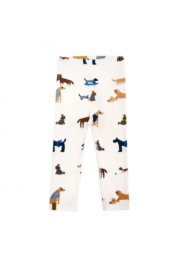Leggings with high waist off-white with dog print SS24222