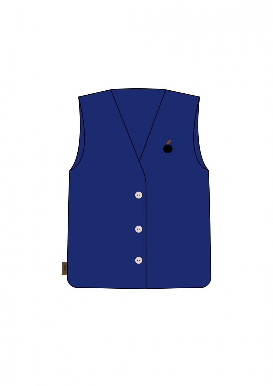 Vest linen dark blue with embroidery SS24254