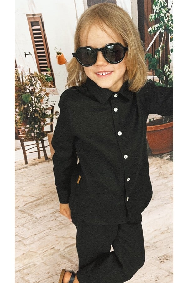 Shirt black linen 0094_S25284