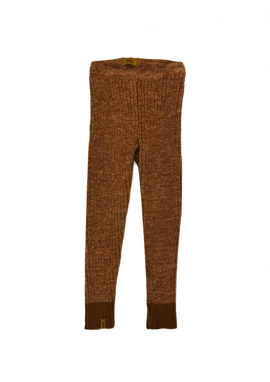 Leggings brown merino wool ribbed FW23059