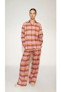 Pink peach checkered pants, regular