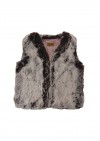 Vest dark pink faux fur with lining FW23319