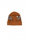 Hat brown merino wool with zebras FW23052