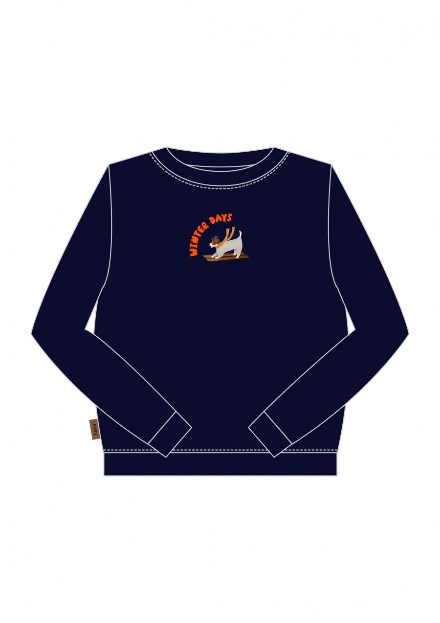 Sweater dark navy with Winter Days embroidery WINTER2304L