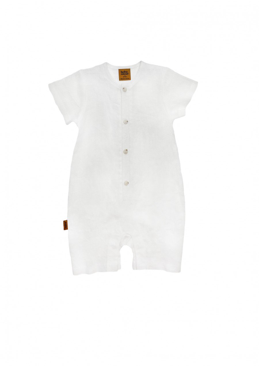 Romper white linen with buttons 9999_S25313