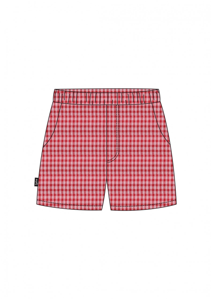 Shorts red and pink checkered, for boys SS21151