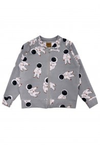 Bomber jacket with allover astronout print