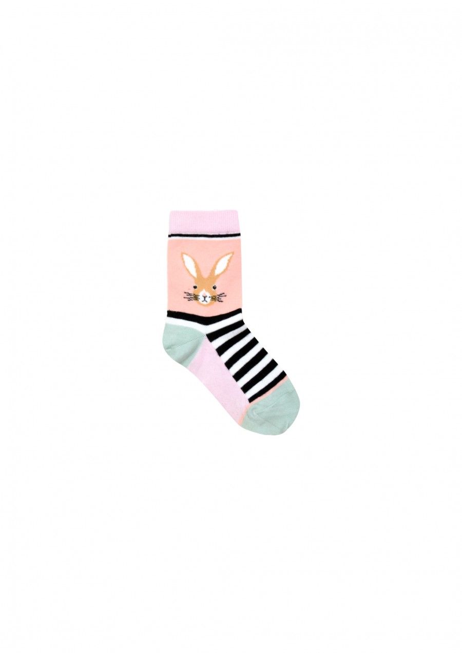 Socks with black stripe and bunny FW22422