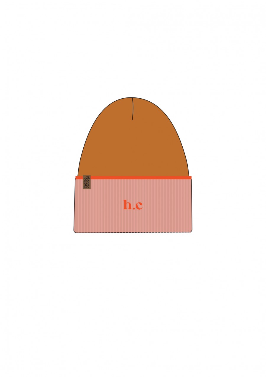 Hat merino dusty pink with h.c. initial FW24125