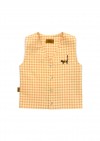 Vest cotton with yellow check and embroidery SS24066L