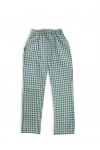 Pants cotton with green check print