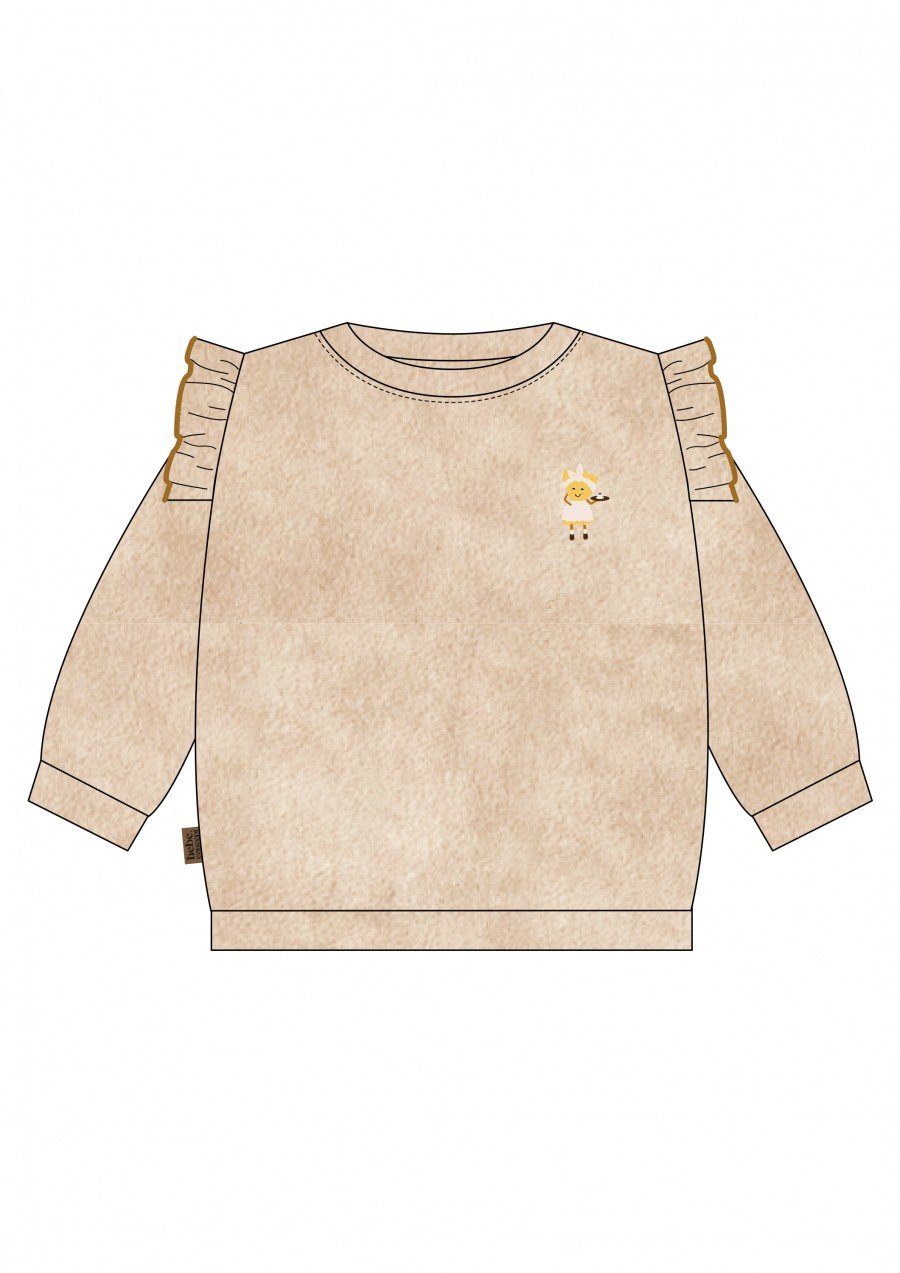 Sweater beige velvet with embroidery 0072_S25114