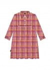 Dress flannel with ruffles and collar pink/peach checkers 0325_F25137