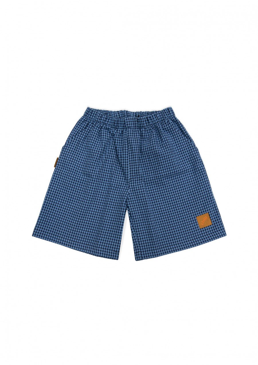 Shorts cotton with blue check print SS24249