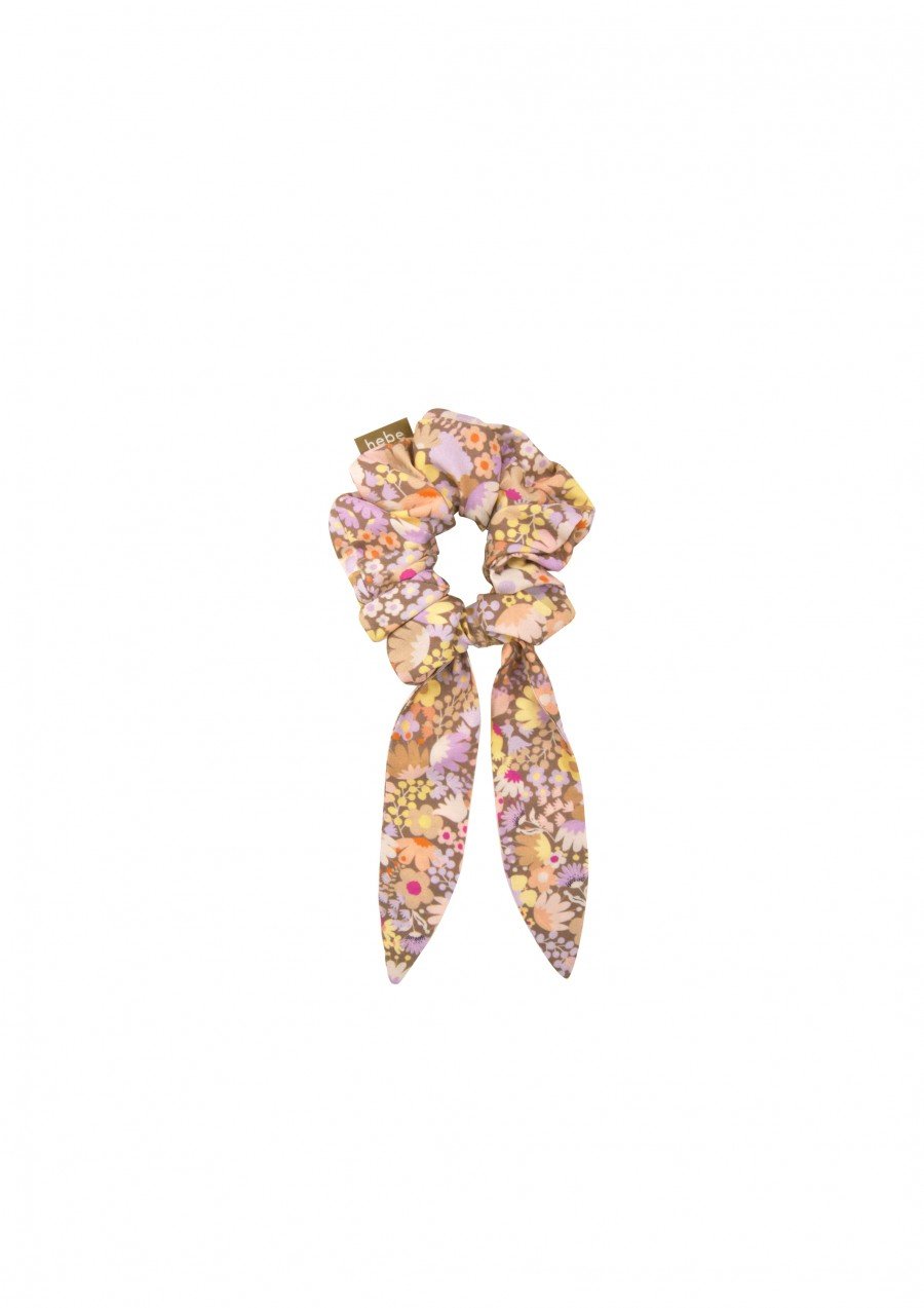 Scrunchy with bow and lilac floral print SS23128