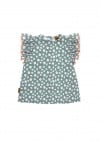 Blouse cotton green with flowers print SS24027L