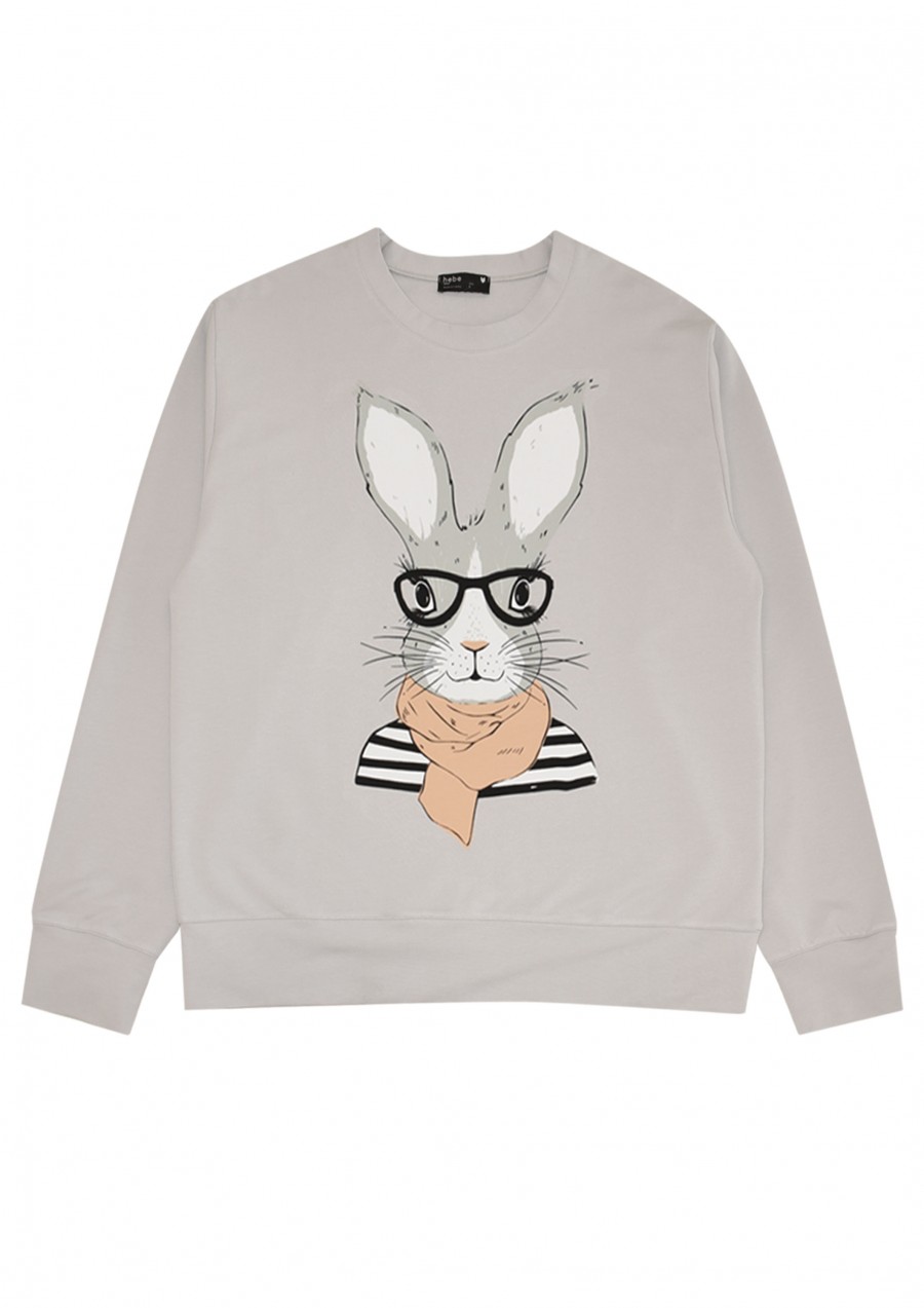 Sweater gray with Easter bunny for adults E21039