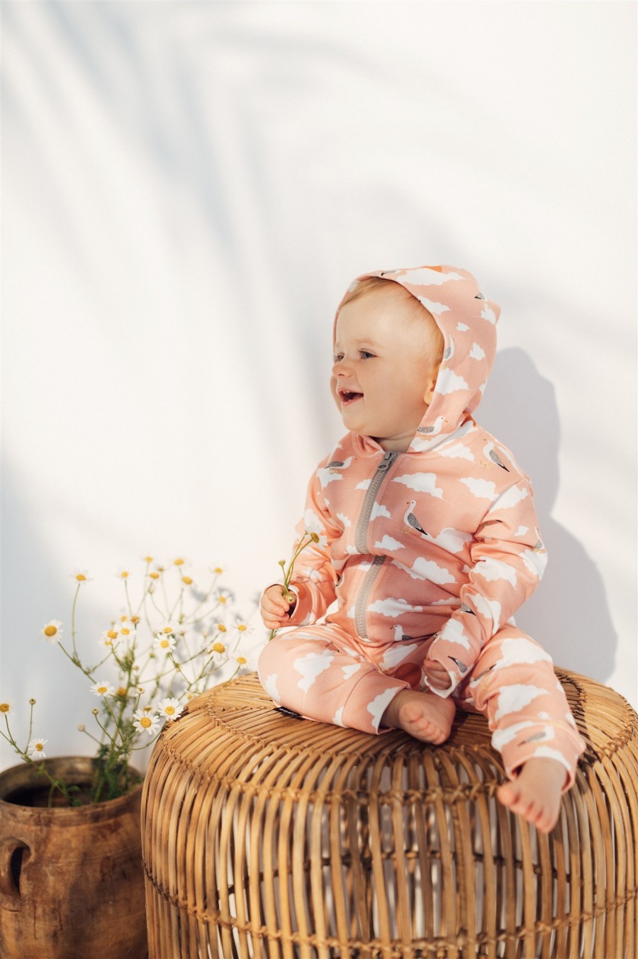 Warm jumpsuit with pink cloud print SS21113