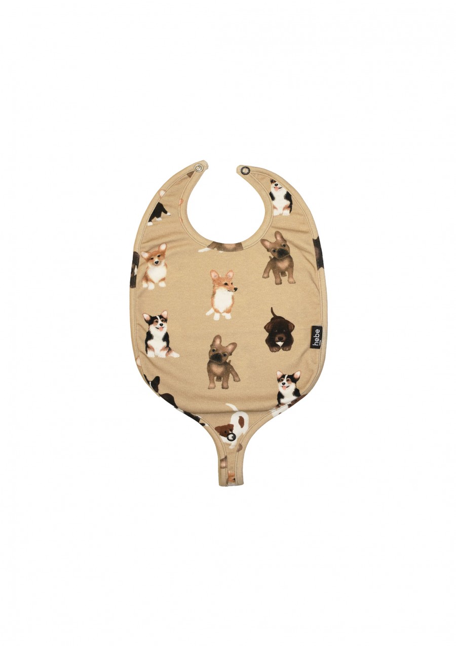 Baby bib with pacifier holder, dog friends print FW21298