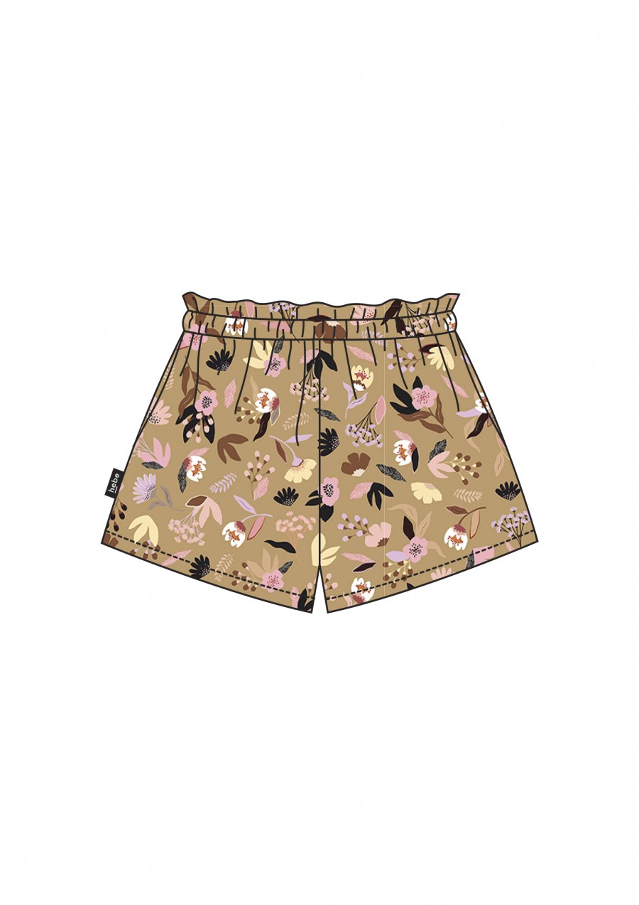 Shorts with floral mustard print FW21043