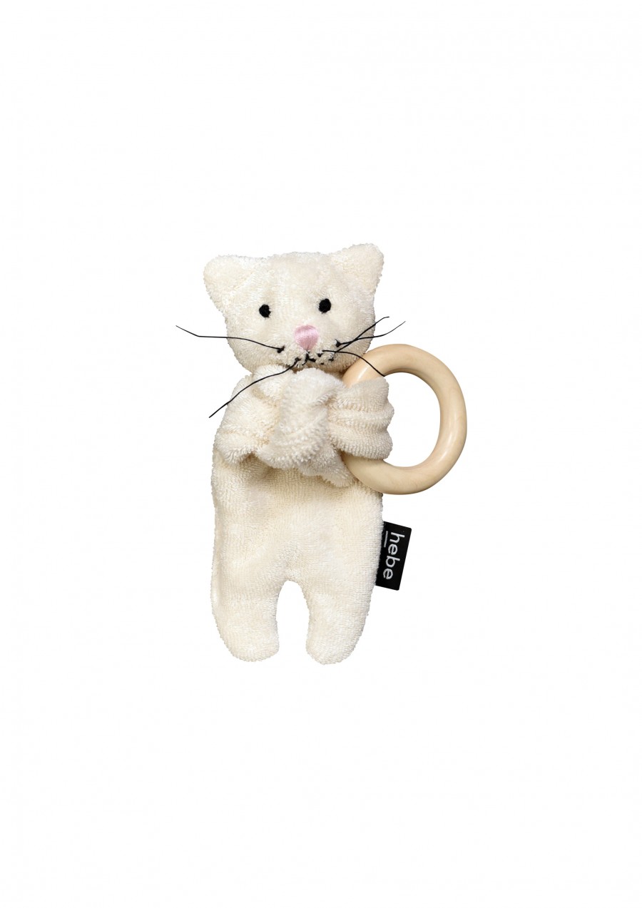 Toy cat with wooden teether SS21363
