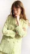 Shorts lime green checkered for female 0103_S25365