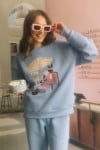 Sweater sky blue with Inhale print for adult SS24413