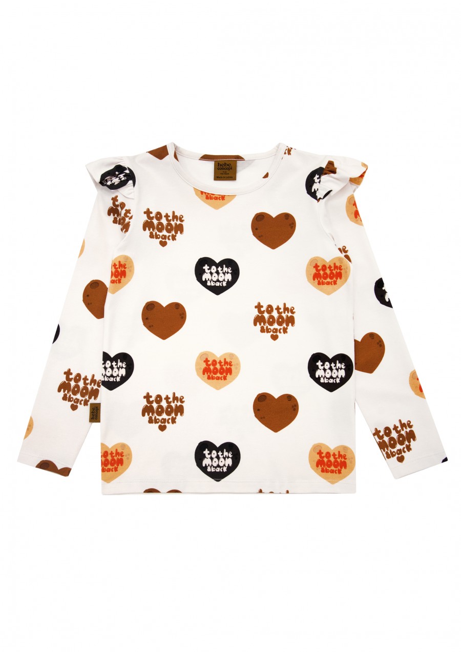 Top with overall big heart print and frills FW24080