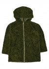 Warm faux fur outer jacket dark green with hood FW21457