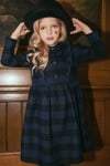 Dress with blue checks and ruffle FW23082