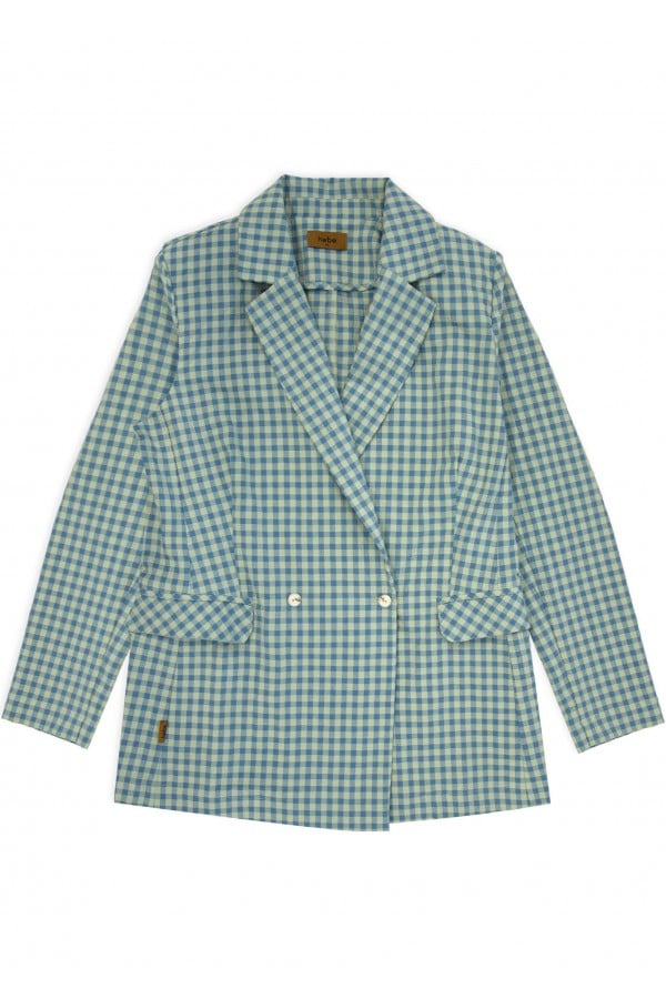 Jacket cotton with green check print SS24345