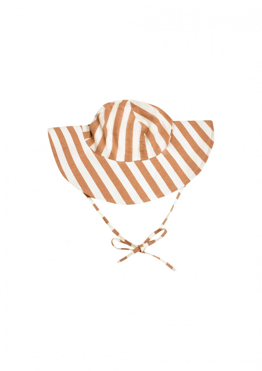 Sun hat with sandy brown stripes for girls SS24490