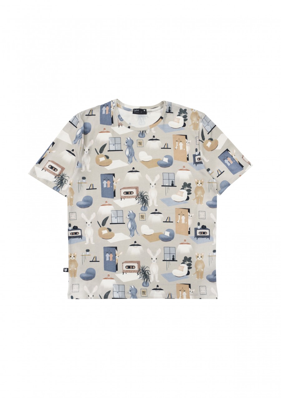 Top beige sweet home print for male FW20146