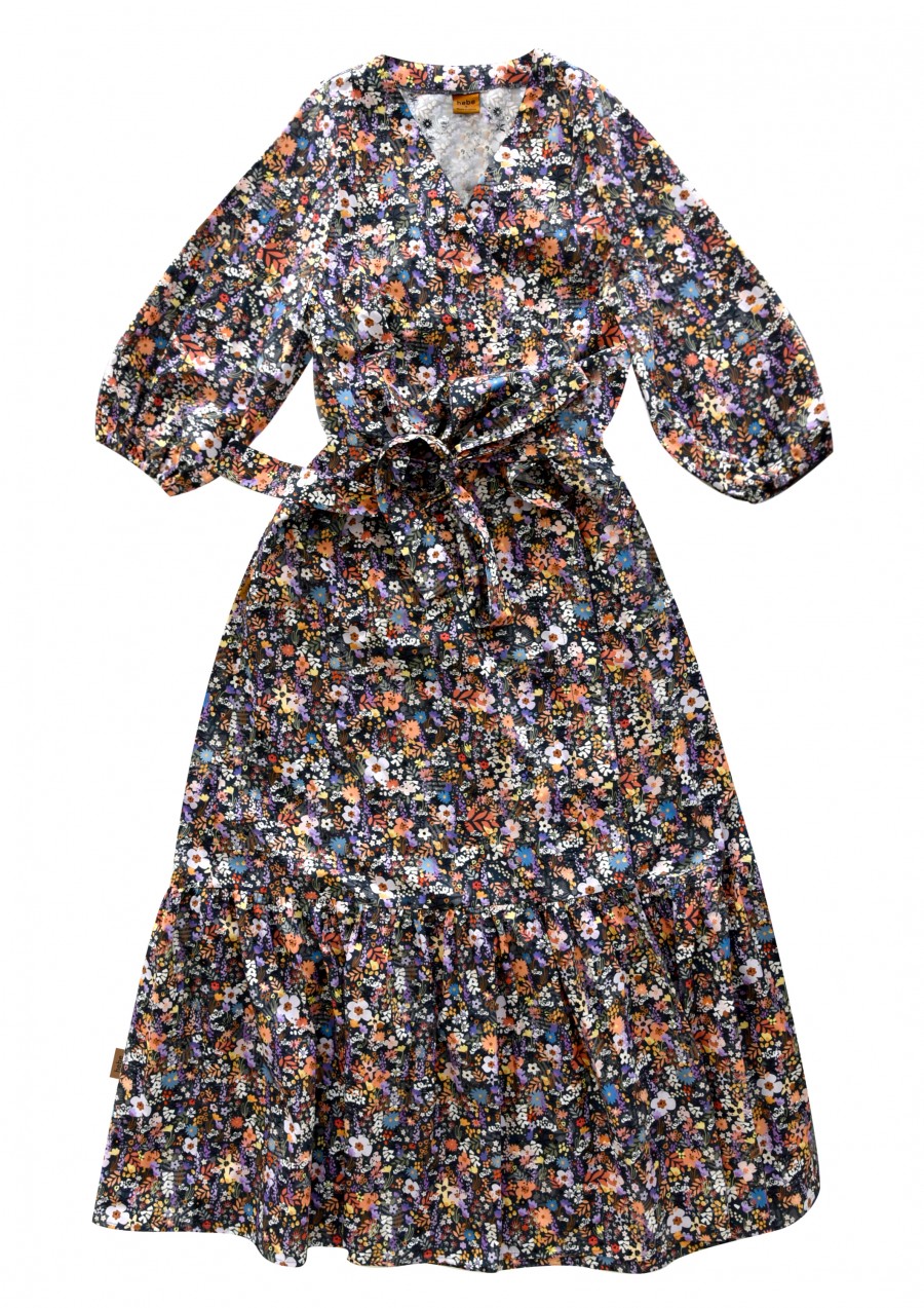 Maxi dress cotton with midsummer flower print for women LIGO2407