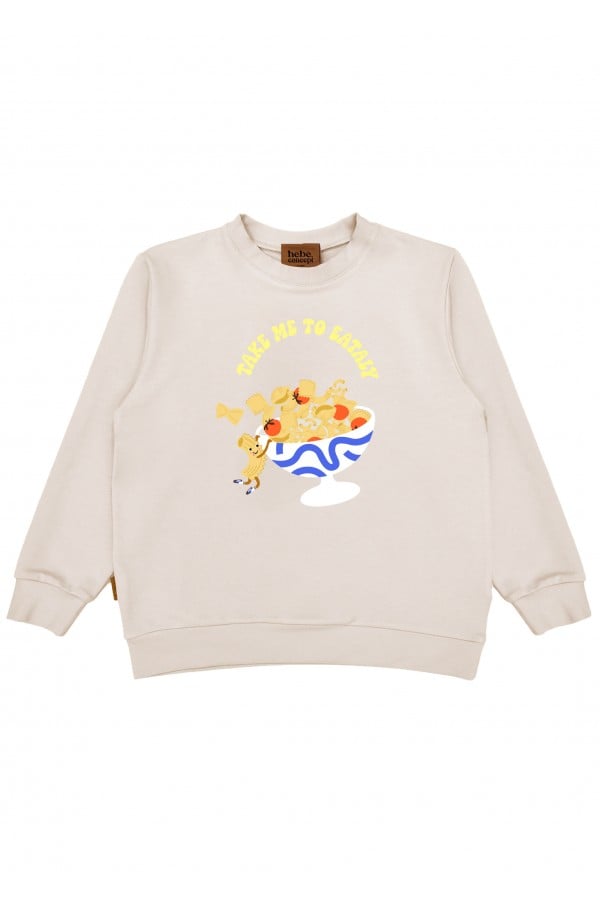 Sweater light grey with pasta print 0134_S25251