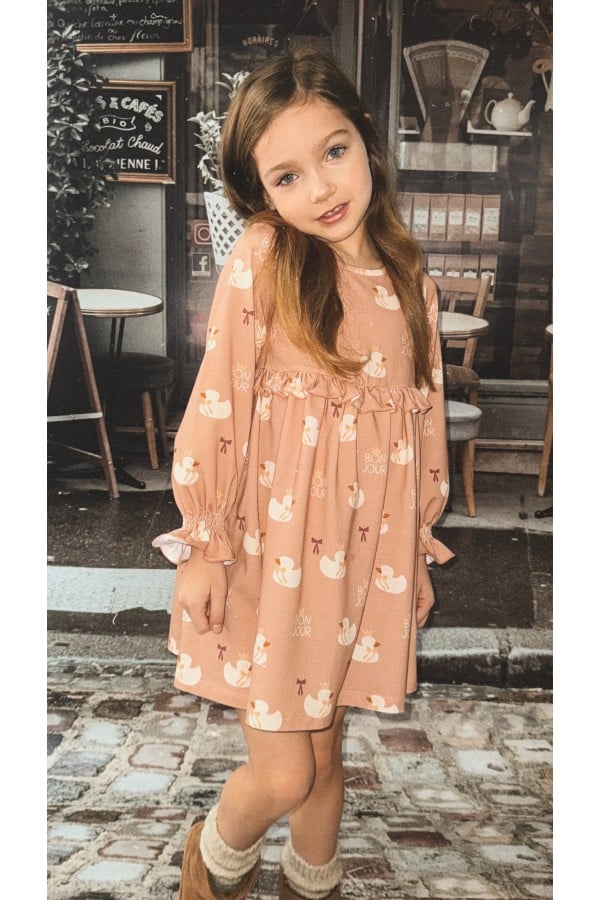 Dress with all-over duck print 0317_F25156