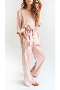 Pants pink linen, long