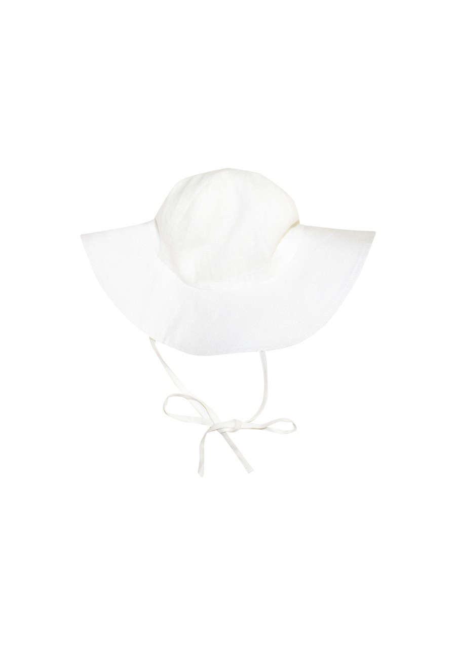 Sun hat white linen for girls SS21340