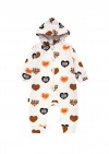 Hooded romper with overall big heart print FW24083