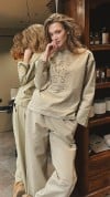 Sweashirt taupe with print FW24283