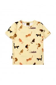 Top yellow with cats print