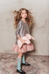 Exclusive dress light grey with soft pink ruffle FW19146