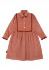 Dress dusty pink corduroy with ruffle FW24137