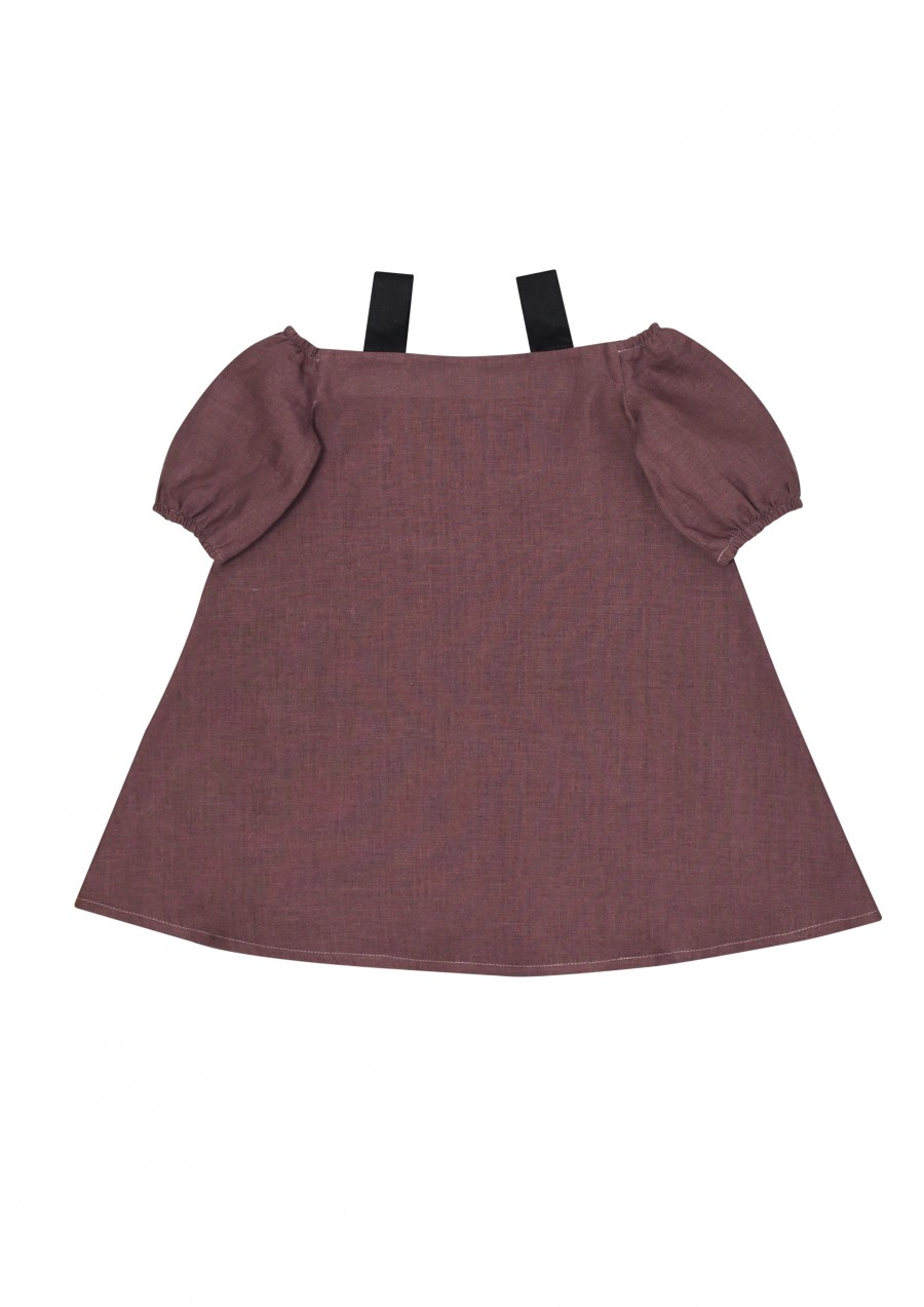 Daughter linen summer dress, dark violet SS180201