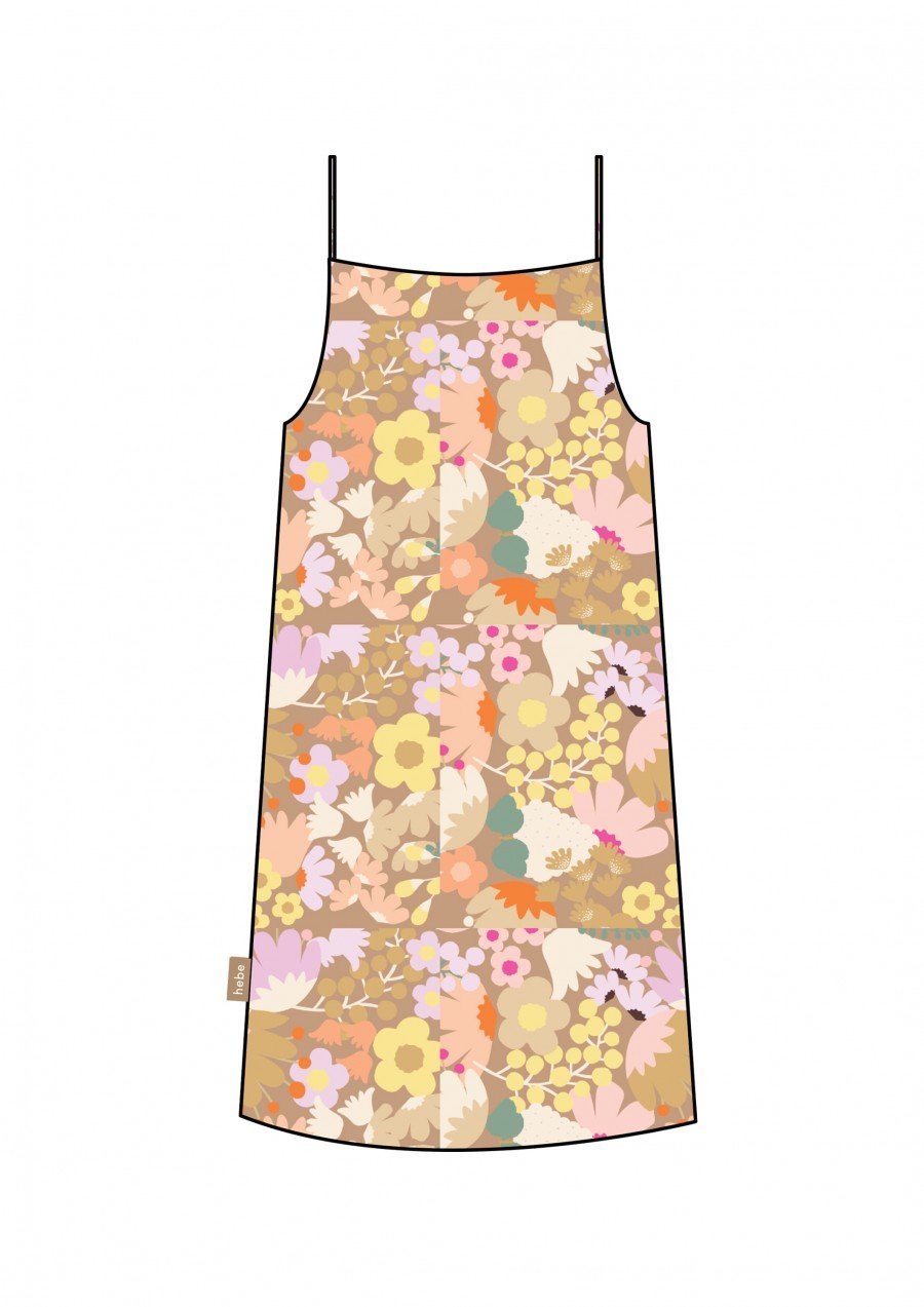 Dress with straps and lilac floral print for female SS23142