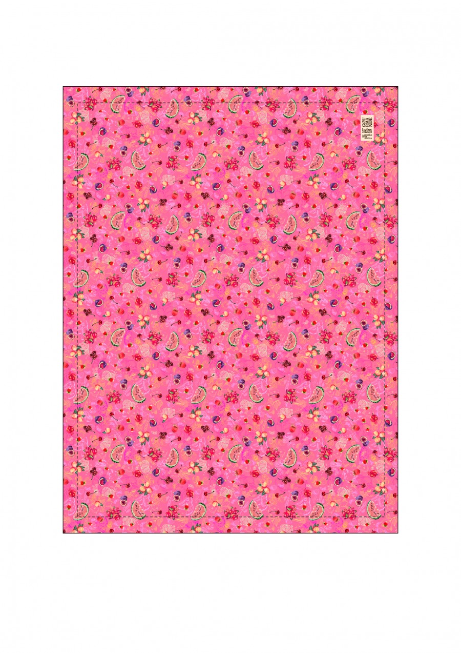 Table cloth 200x140 cm with pink fruits allover print KLA24048